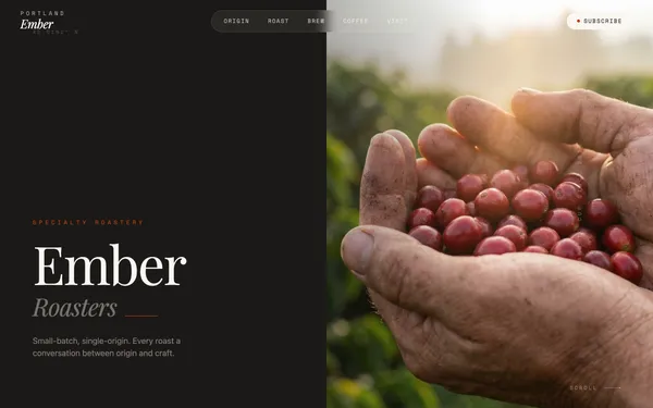 Ember Roasters coffee shop website by LucastForge