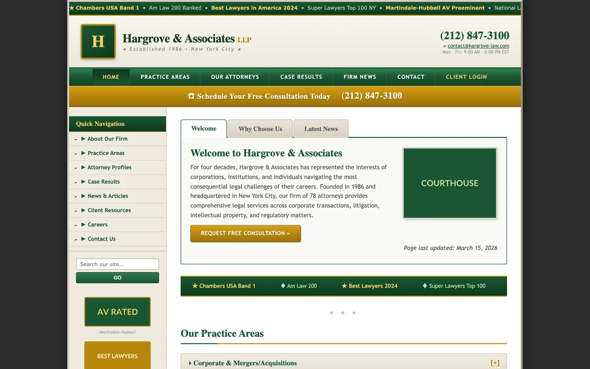 Hargrove & Associates old website before redesign